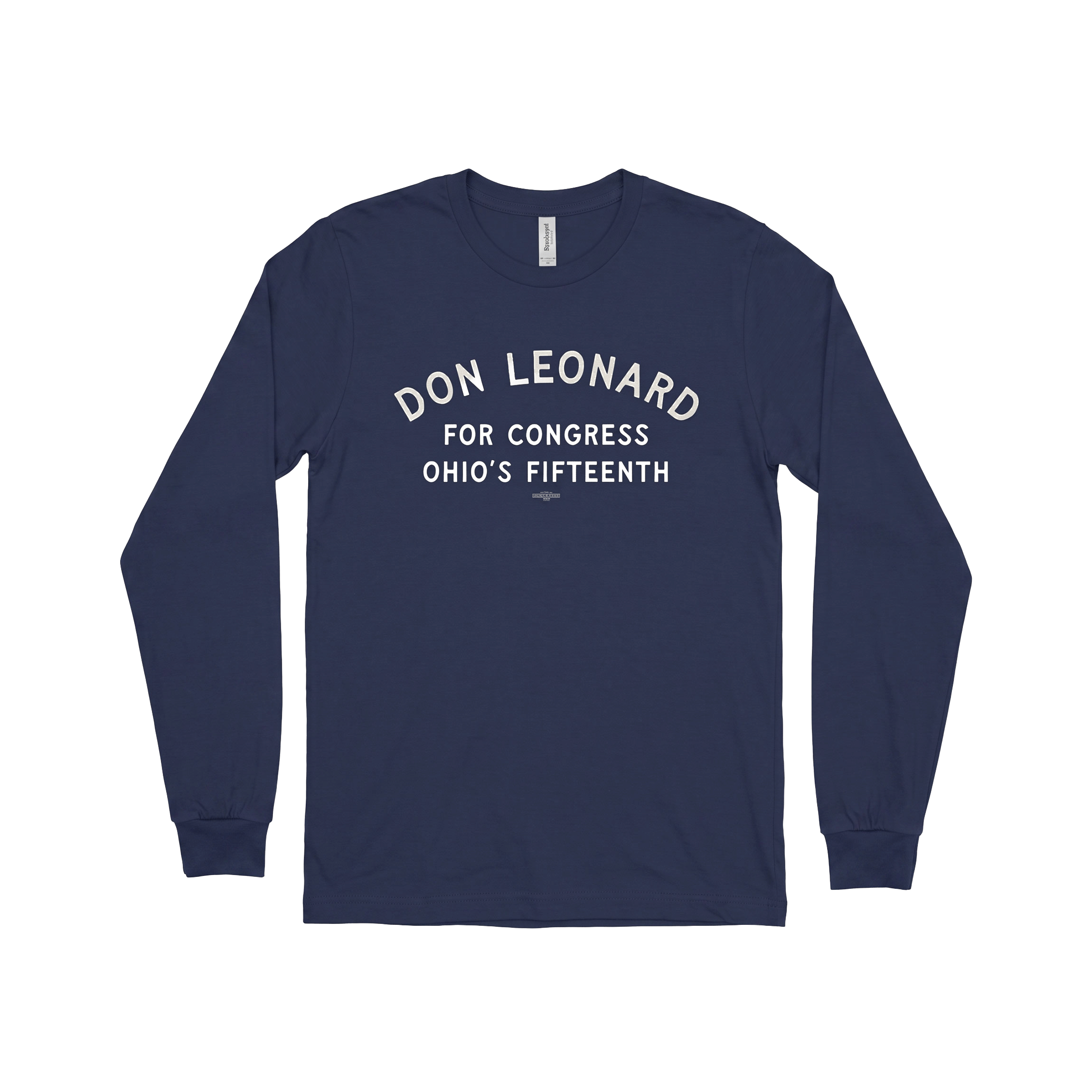 Navy blue long sleeve tee with white "Don Leonard For Congress Ohio's Fifteenth" text on front.